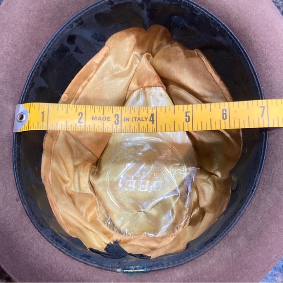 VTG 1960s era Bee Hats Custom Made Brown Beaver Felt Fedora Distressed Worn Sz 7 - Picture 9 of 15